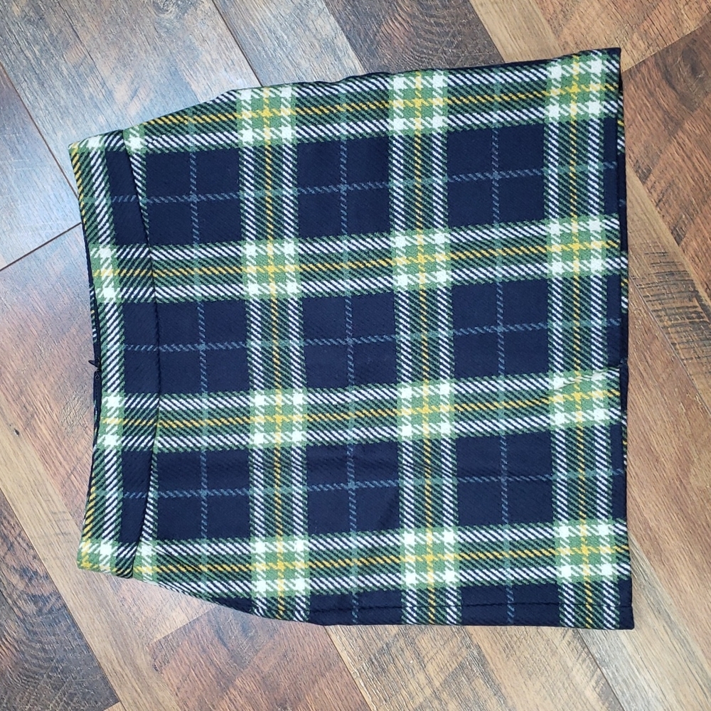 Nautica Blue, Green, Yellow, & White Plaid Wool Mini Skirt, Size 4